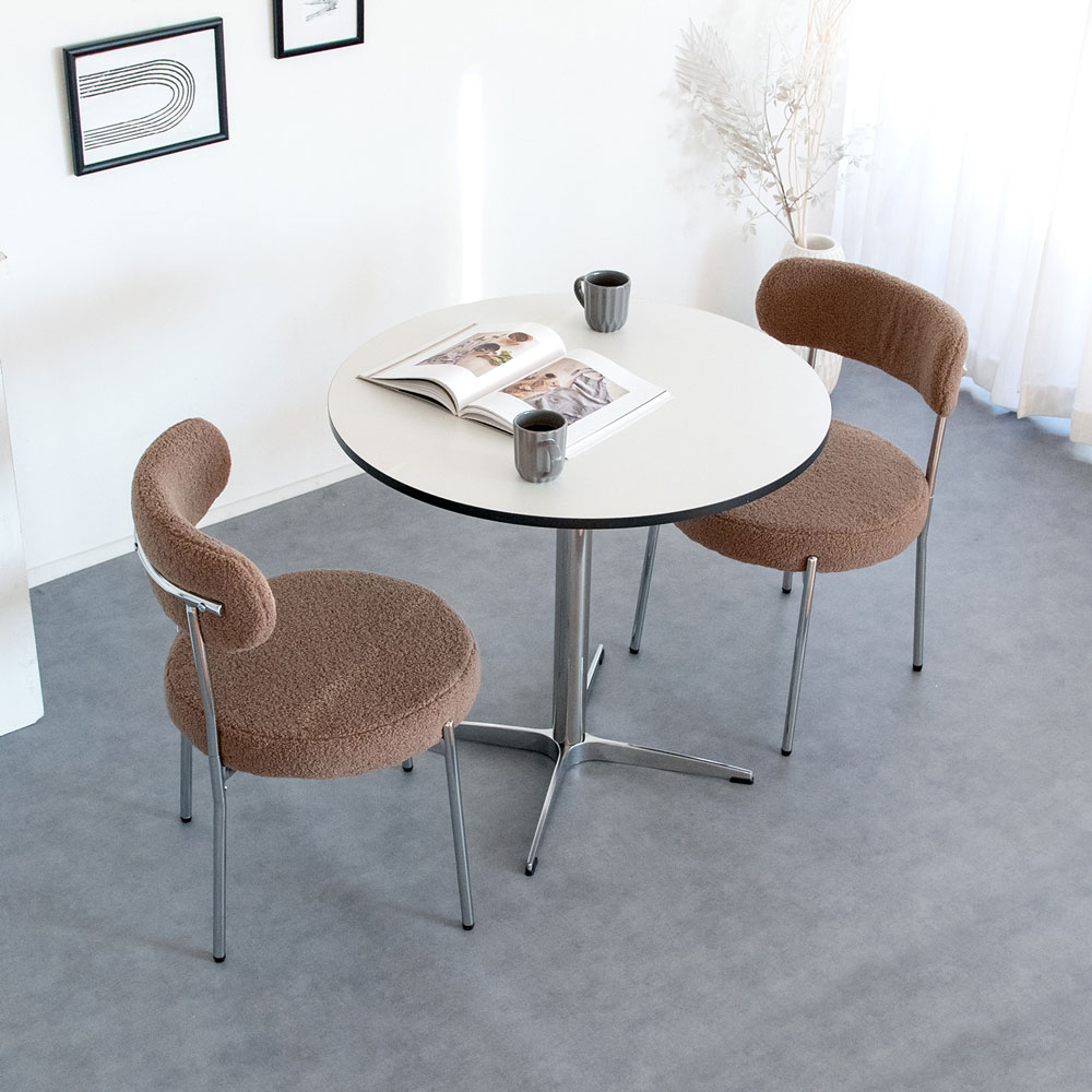 韓国風ダイニングチェア｜ふわもこ×シルバーフレームの洗練デザイン