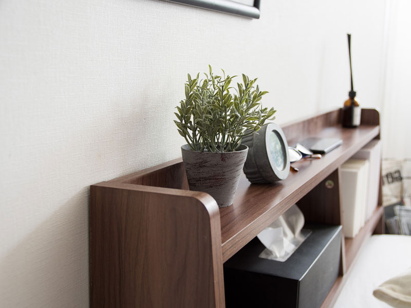 シンプルな木目調の後付けヘッドボード|幅100cm