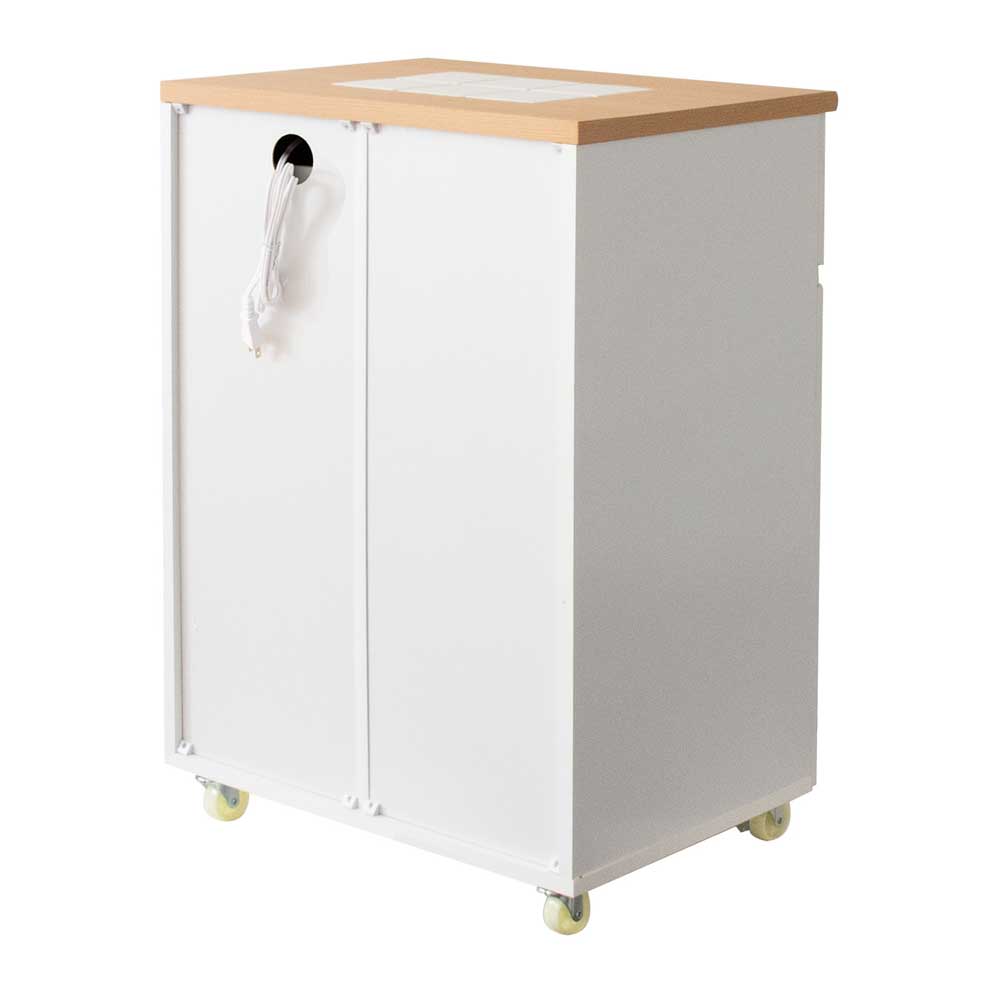 ナチュラル＆ホワイトが可愛いガラス扉のキッチン収納カウンター｜幅