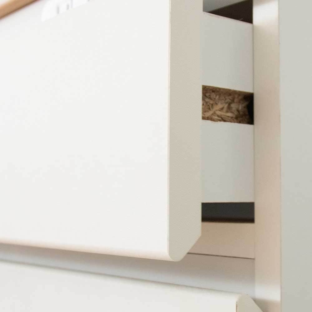 ナチュラル＆ホワイトが可愛いガラス扉のキッチン収納カウンター｜幅