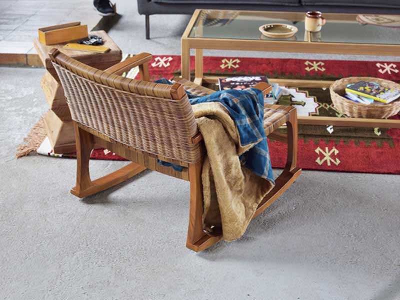 人工ラタンのロッキングチェア｜チーク | インテリア・家具の