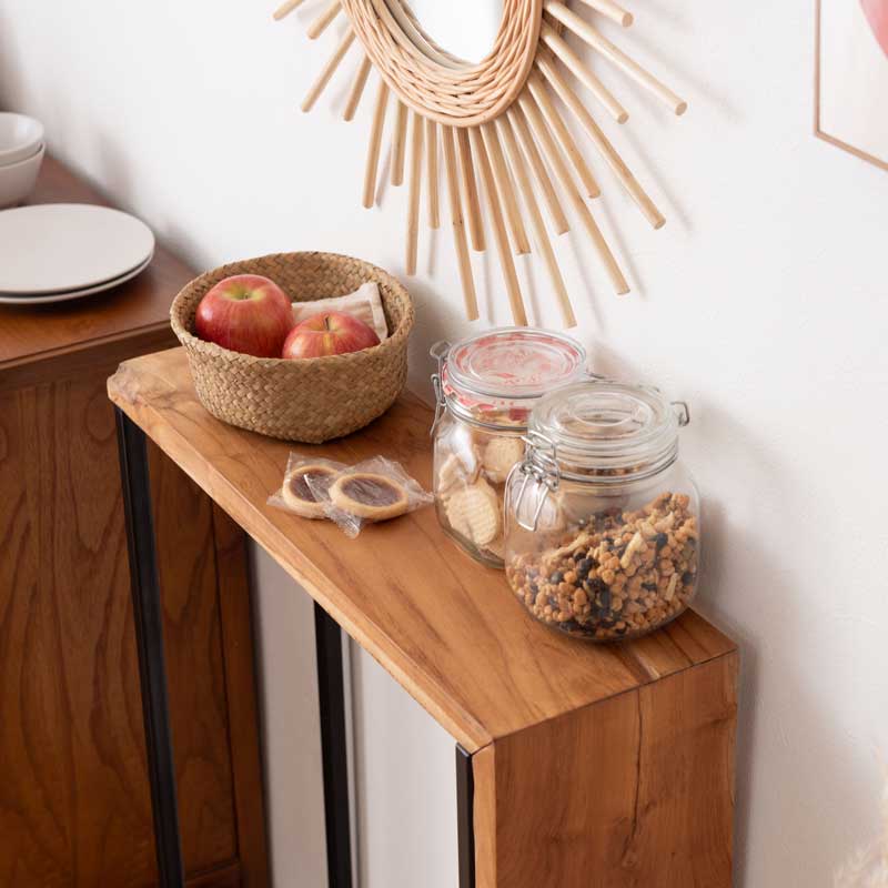 天然木チークのスリムコンソール台