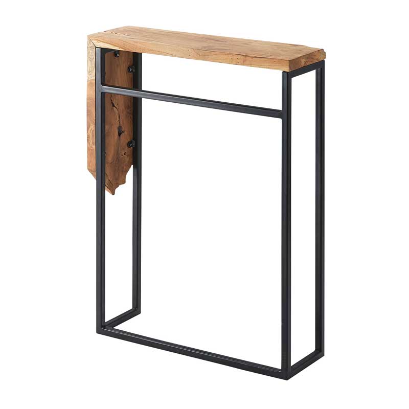 天然木チークのスリムコンソール台