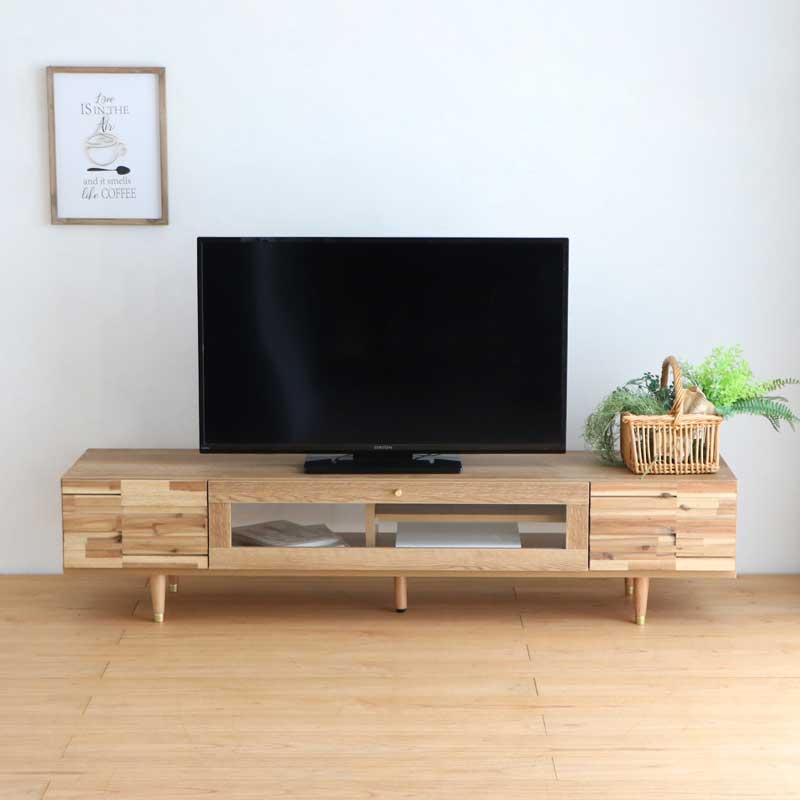 真鍮が光るアカシアTVボード｜ナチュラルで可愛らしい140cm/160cm展開