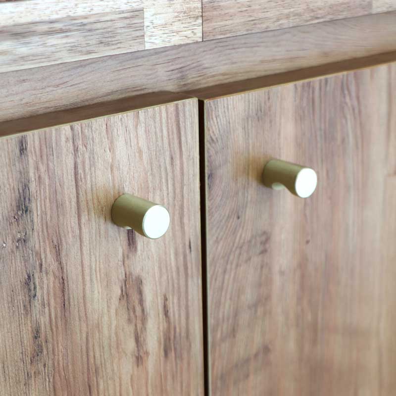 北欧ヴィンテージシェルフ｜アカシア無垢が映える魅せる＆隠す収納付きキャビネット