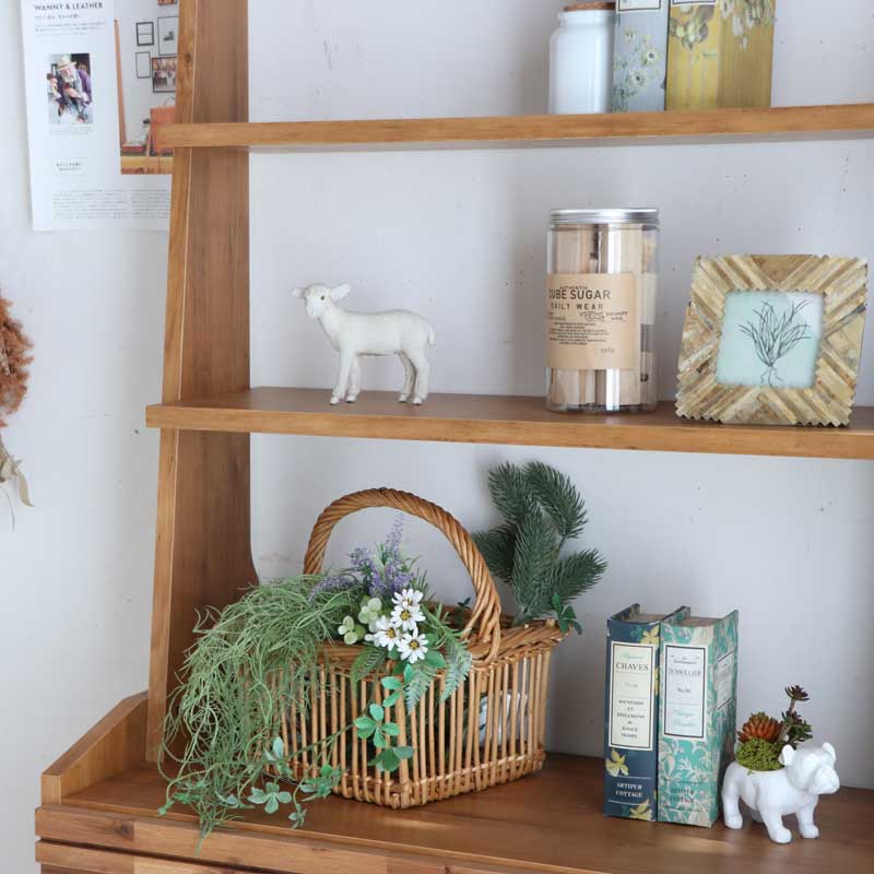 北欧ヴィンテージシェルフ｜アカシア無垢が映える魅せる＆隠す収納付きキャビネット