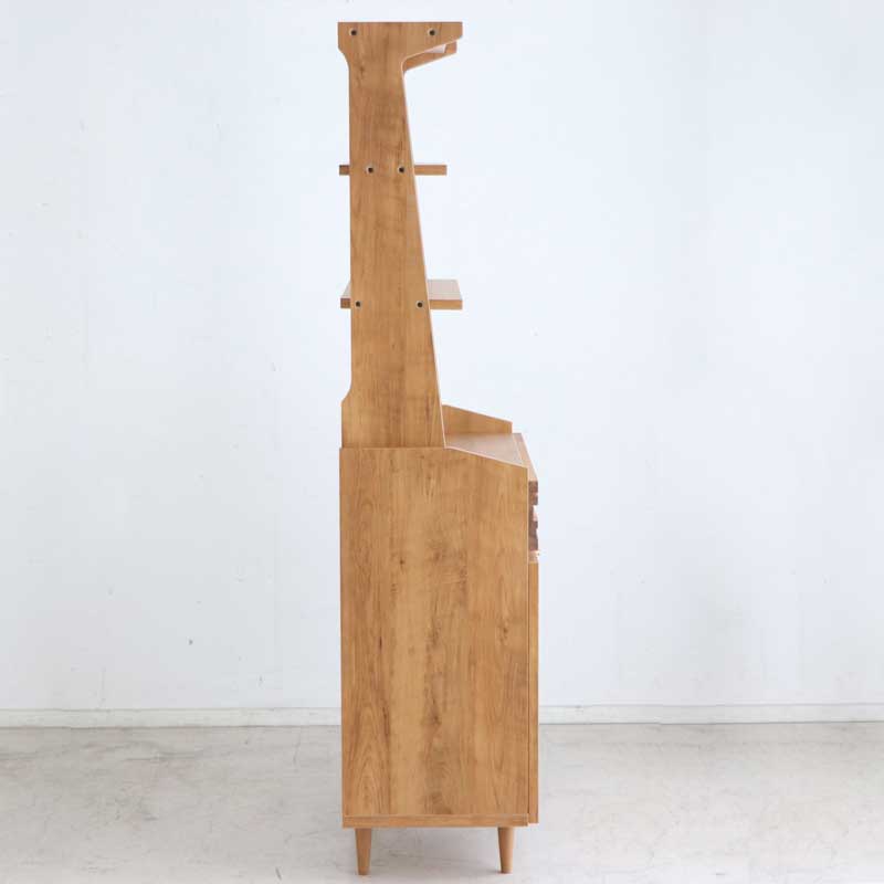 北欧ヴィンテージシェルフ｜アカシア無垢が映える魅せる＆隠す収納付きキャビネット