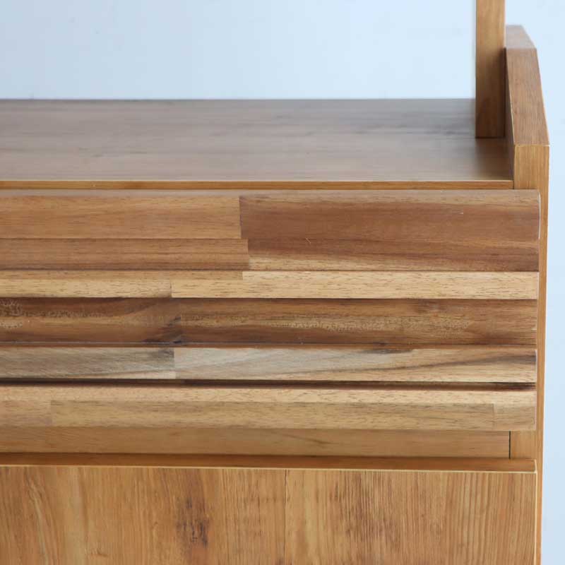 北欧ヴィンテージシェルフ｜アカシア無垢が映える魅せる＆隠す収納付きキャビネット