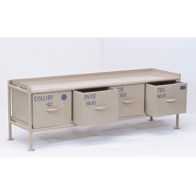 インダストリアルなスチールチェスト｜ロータイプ｜4杯