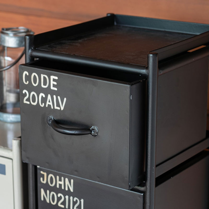 インダストリアルなスチールチェスト｜ロータイプ｜4杯