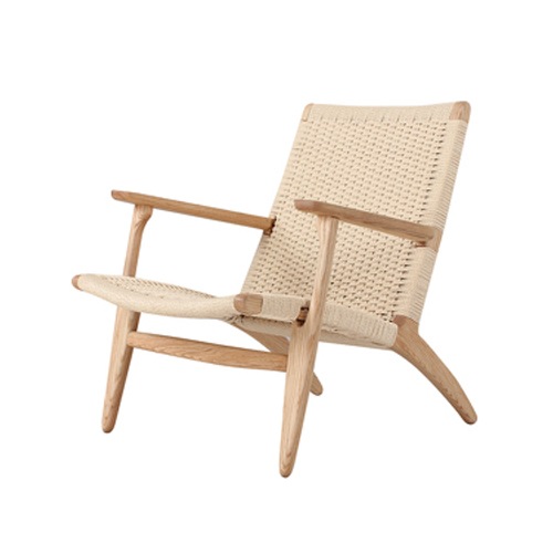 ラウンジチェア ペーパーコード 無垢材 座面高34cm 完成品｜リ