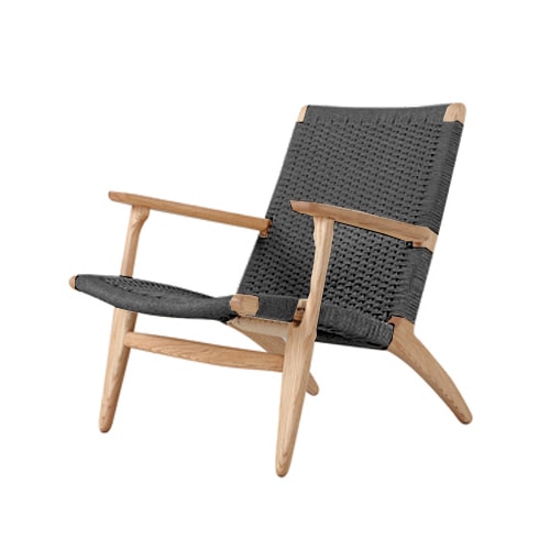 ラウンジチェア ペーパーコード 無垢材 座面高34cm 完成品｜リ