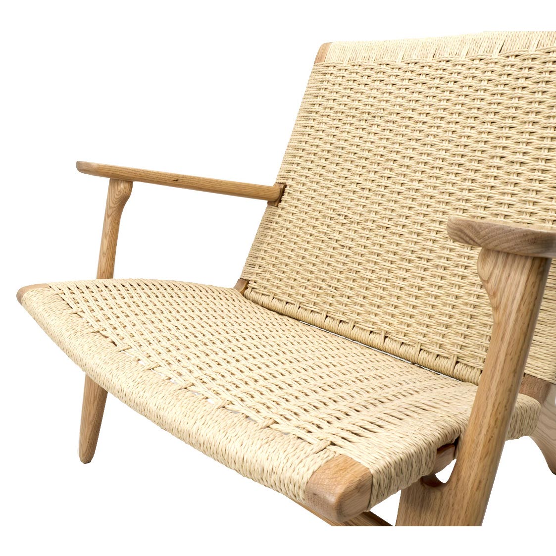 ラウンジチェア ペーパーコード 無垢材 座面高34cm 完成品｜リ