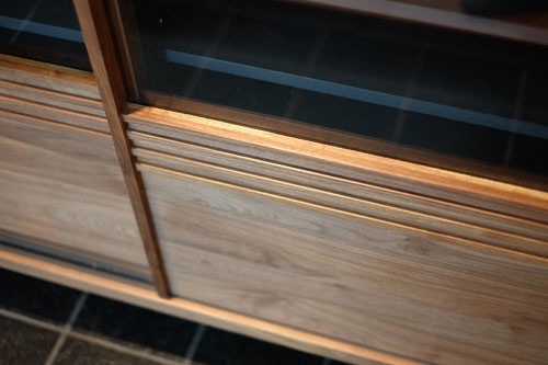 シューズボックス 薄型 リビングボードにも 半ガラスタイプ【幅120cm・奥行40cm】 おしゃれなインテリア