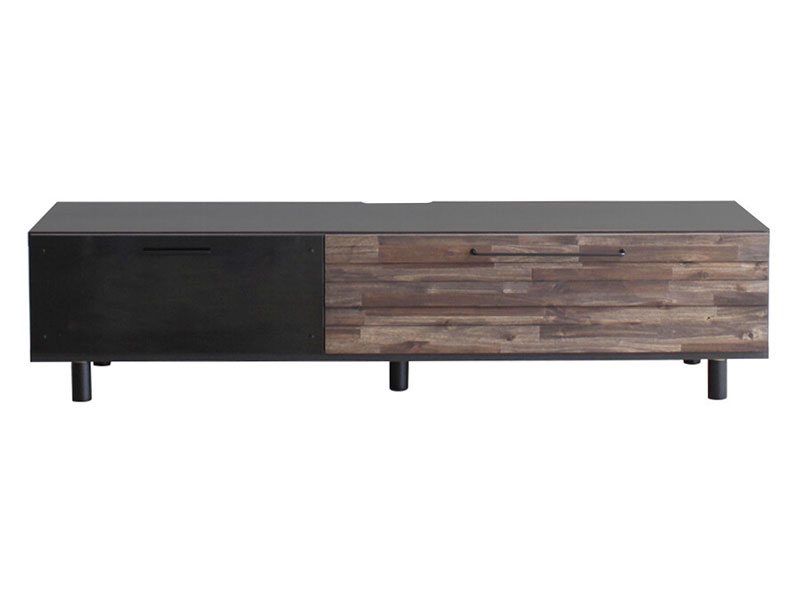 ヴィンテージ調のTVボード | 木目の強い個性的な前板とブラックの本体 | 幅150cm