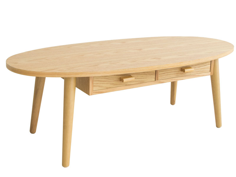 北欧ナチュラルスタイルのオーバル型センターテーブル