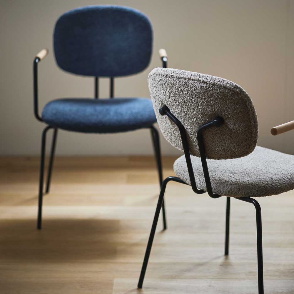 北欧ダイニングチェア｜ブークレ｜アーム付き｜個性が光るデザイン