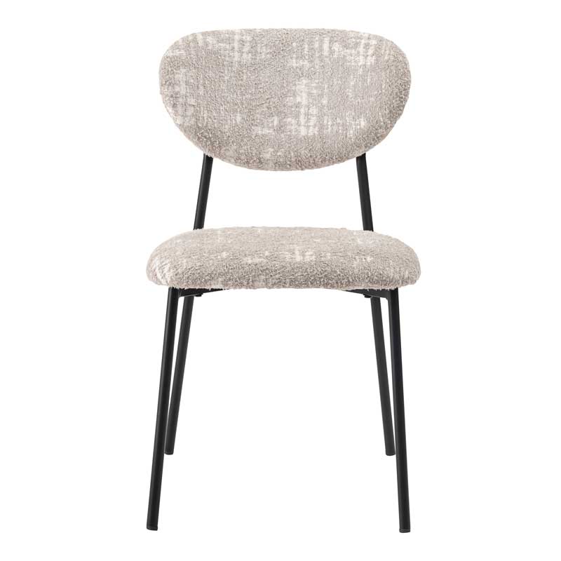 レトロモダンな布張りダイニングチェア｜丸みフォルム×スチール脚の異素材ミックス