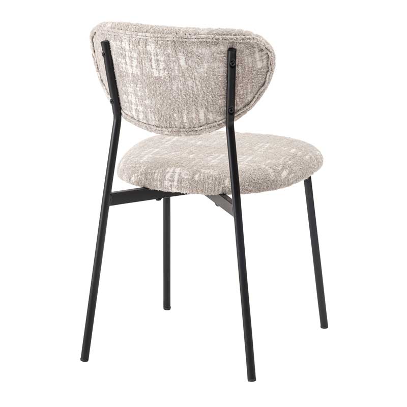 レトロモダンな布張りダイニングチェア｜丸みフォルム×スチール脚の異素材ミックス