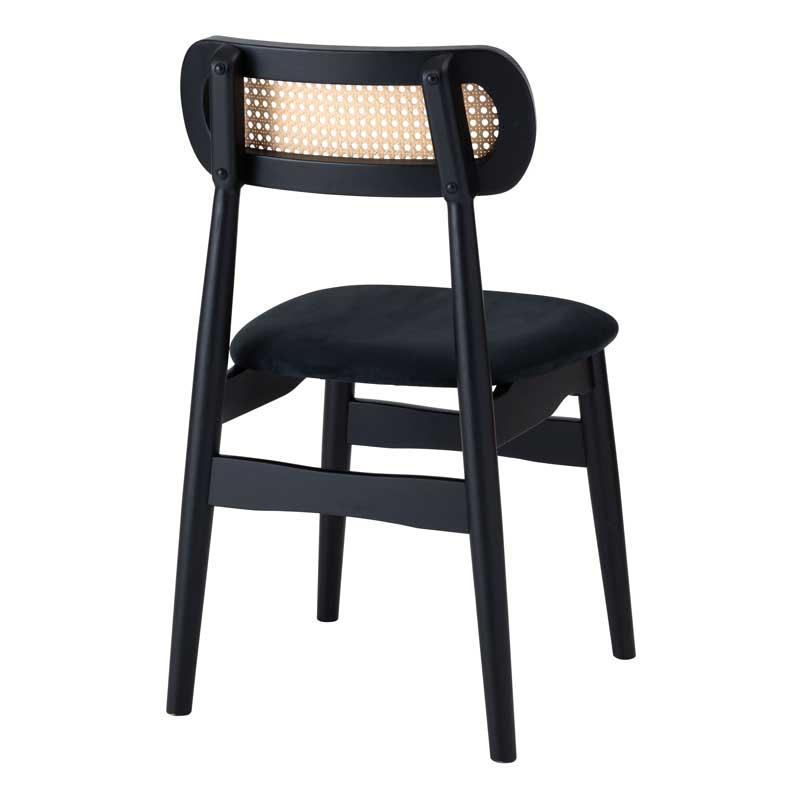 ダイニングチェア｜黒×ラタン｜ジャパンディな背もたれ