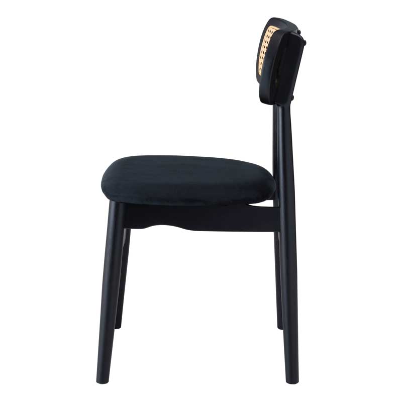 ダイニングチェア｜黒×ラタン｜ジャパンディな背もたれ