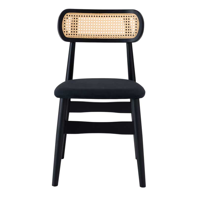 ダイニングチェア｜黒×ラタン｜ジャパンディな背もたれ