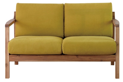 グリーンの2人掛けソファ | 木枠 | 北欧家具