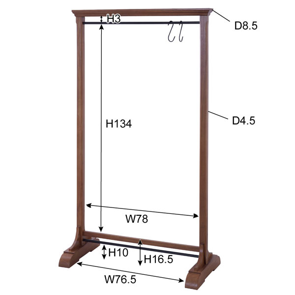 クラシックな木製ハンガーラック | 幅91cm | Letw