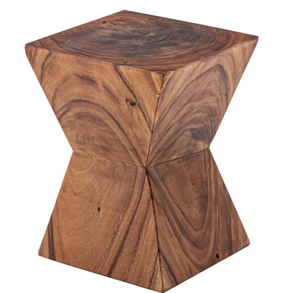 木目が美しい多角形天然木スツールA | アジアンインテリア