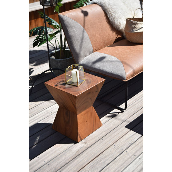 木目が美しい多角形天然木スツールA | アジアンインテリア