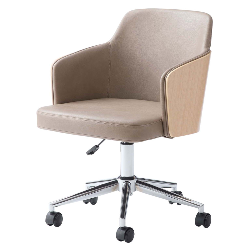 エレガントで快適なデスクチェア｜ソフトレザー×木目調 | インテリア