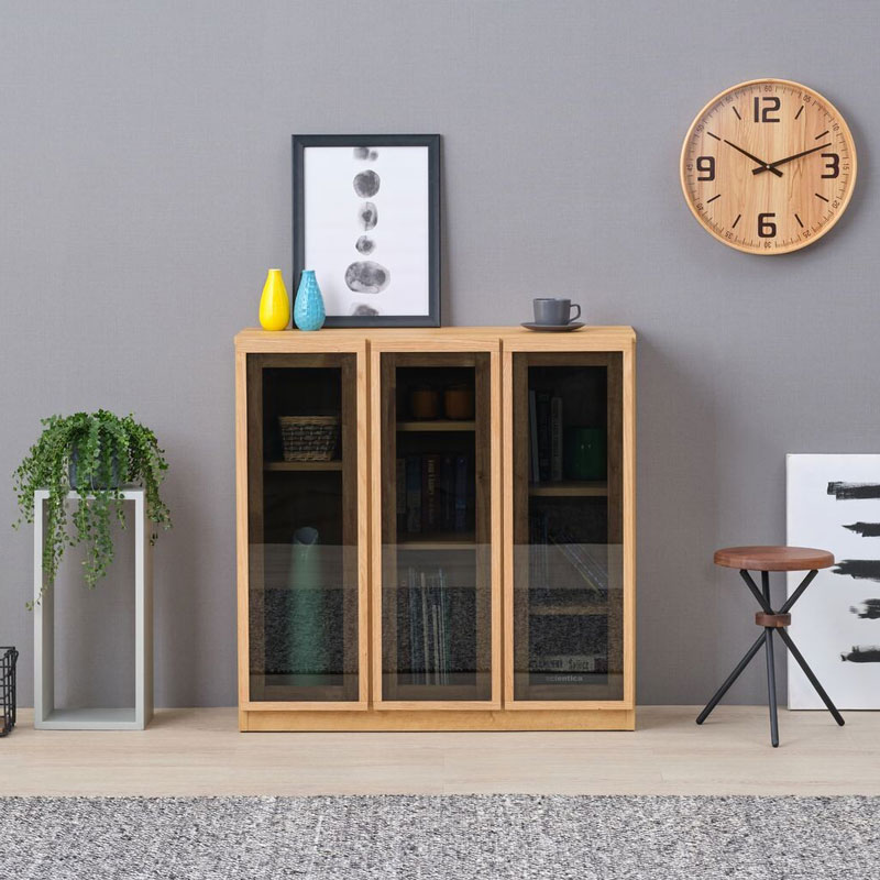 ブックシェルフ | ガラス扉のロータイプ | JEN 幅90cm