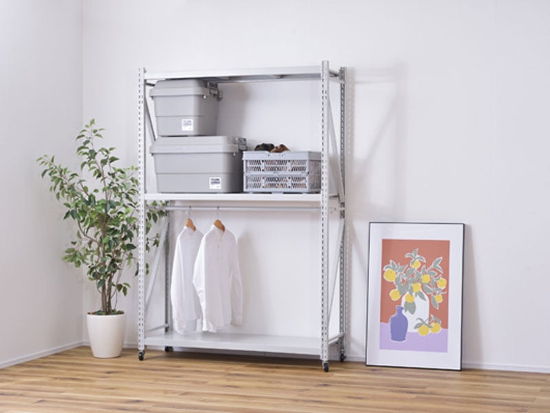 折りたたみ可能なラック専用バー|ボルトレスラック