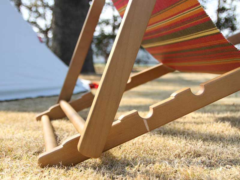 松右衛門帆を使用した折り畳みできる ウッドデッキチェア 松右衛門帆を