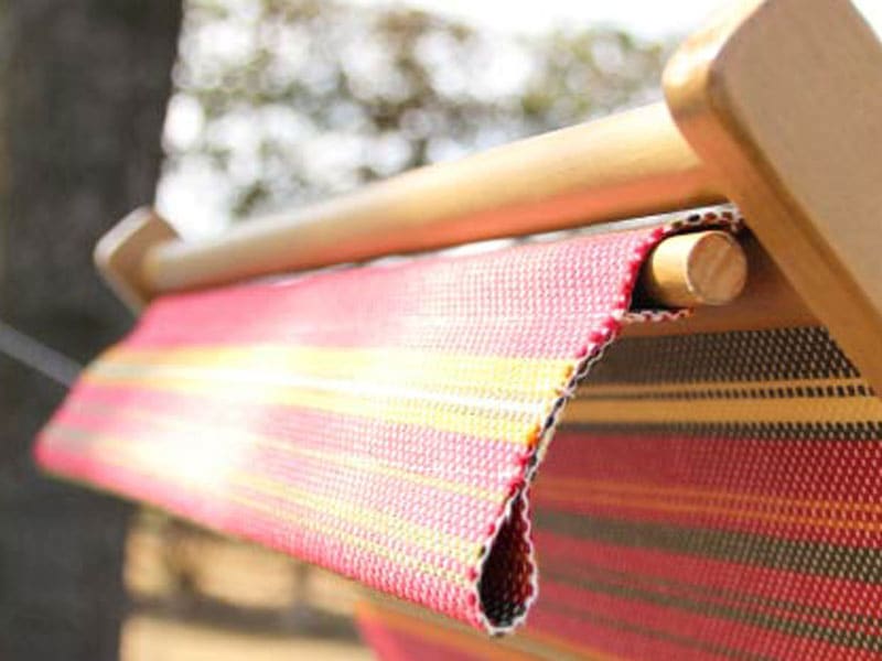 松右衛門帆を使用した折り畳みできるウッドデッキチェア | インテリア