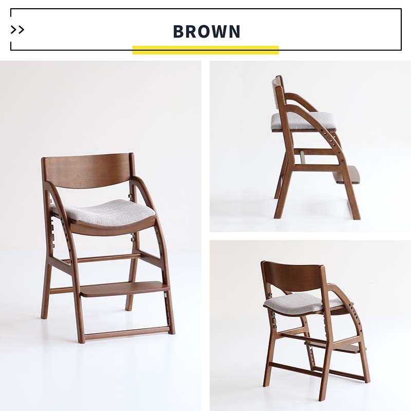 北欧風ダイニング学習チェア｜高さ調節＆クッション付き