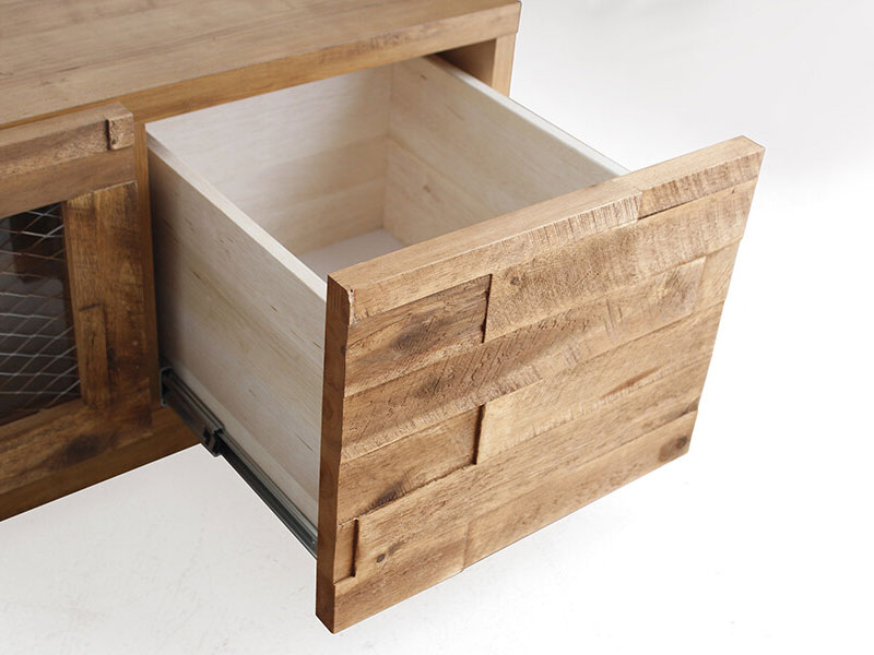 レンガ調の木材×網入りガラスのテレビボード | 幅150cm