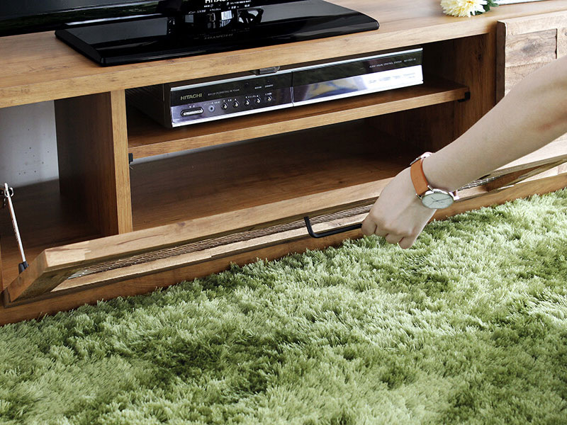 レンガ調の木材×網入りガラスのテレビボード | 幅150cm