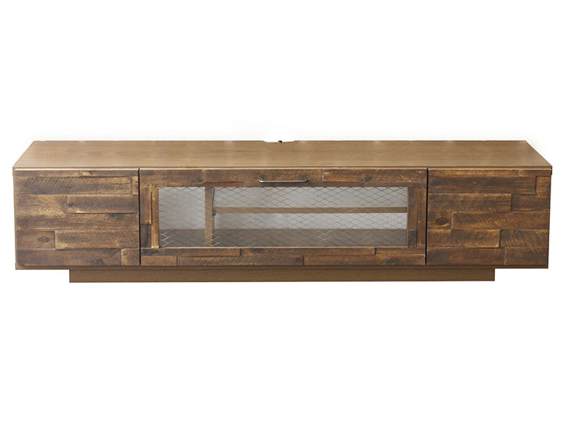 レンガ調の木材×網入りガラスのテレビボード | 幅150cm
