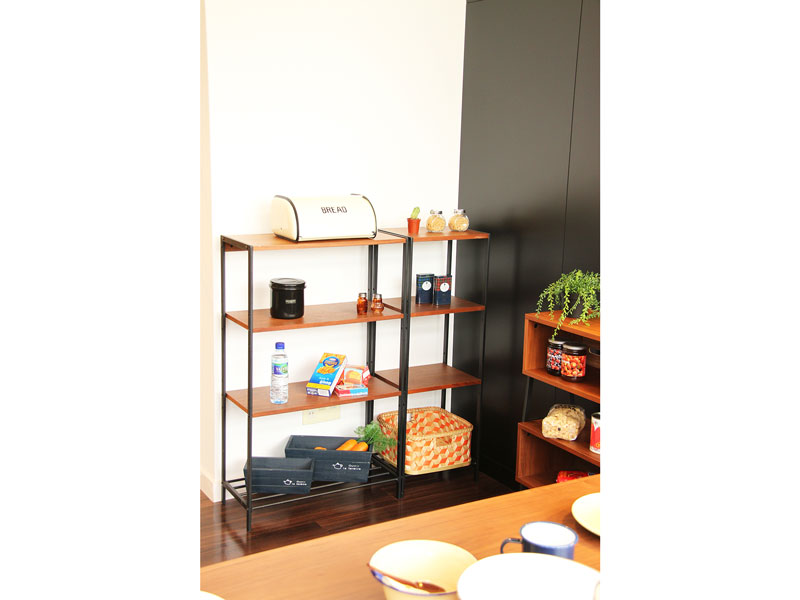 スチールフレームと木のオープンラック｜幅35cm｜am