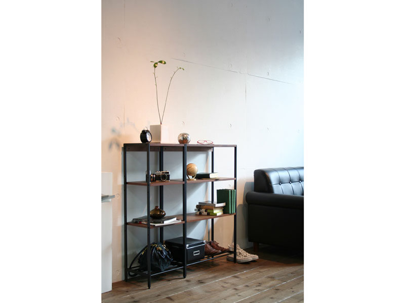 スチールフレームと木のオープンラック｜幅35cm｜am