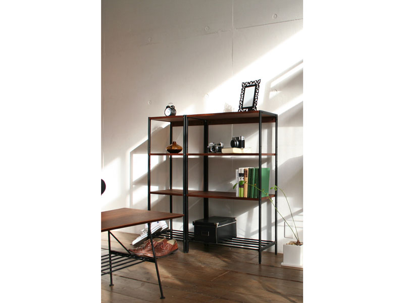 スチールフレームと木のオープンラック｜幅35cm｜am