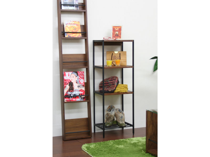 スチールフレームと木のオープンラック｜幅35cm｜am