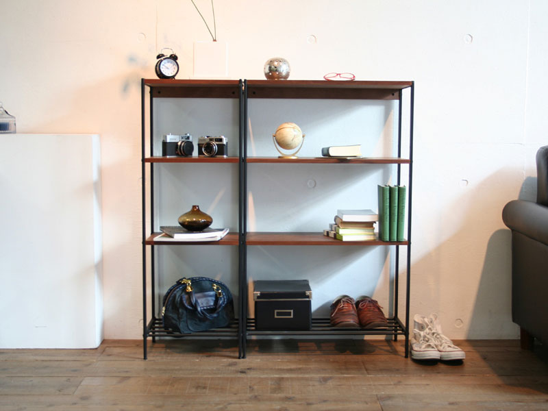 スチールフレームと木のオープンラック｜幅35cm｜am