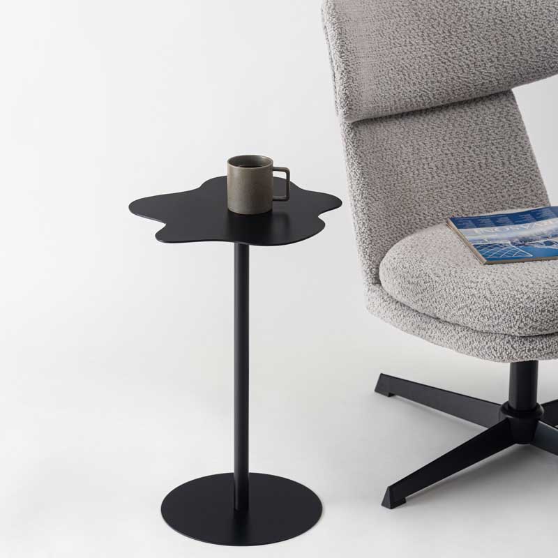 サイドテーブル スチール ミニ 一本脚 高さ53cm｜ベッドサイドやソファ横に