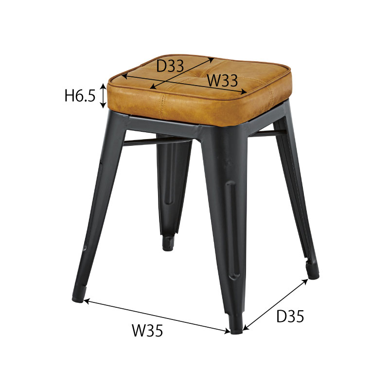 レザーの座面とブラックのアイアンがクールでかっこいいレザースツール
