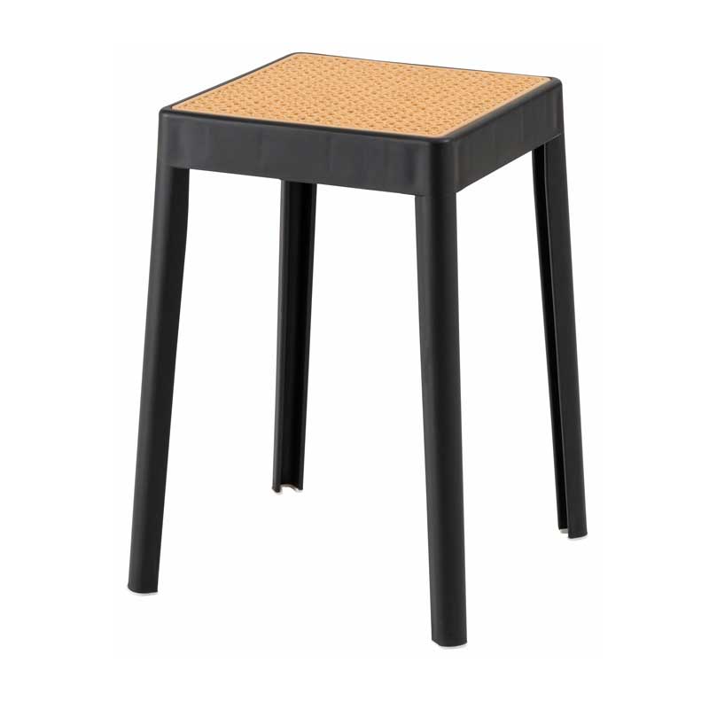 スツール 四角座面 ラタン調 座面高46cm 完成品｜重ねてすっきり収納
