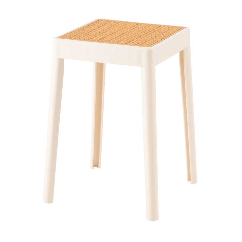 スツール 四角座面 ラタン調 座面高46cm 完成品｜重ねてすっきり収納