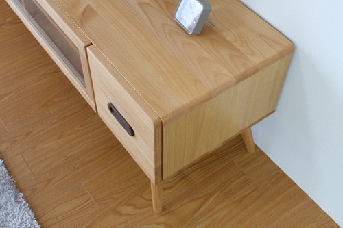 天然木のテレビボード サイドに小物収納 下には雑誌収納付き【幅152cm】