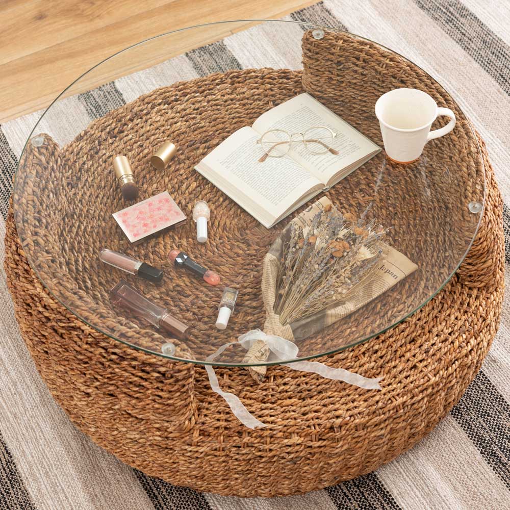 アバカ ガラステーブル｜リゾート感感じる天然素材のセンターテーブル